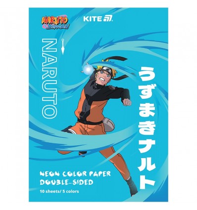 Бумага цветная неоновая Kite Naruto NR24-252, A4, 10 листов/5 цветов