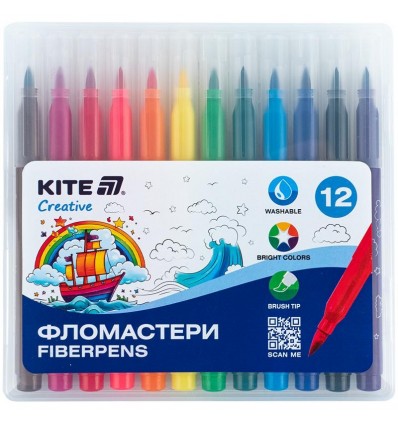 Фломастери-пензлики Kite Creative K-1150, 12 кольорів