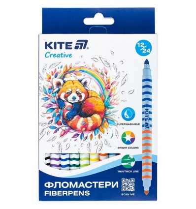 Фломастери двосторонні Kite Creative K-1151, 12 шт