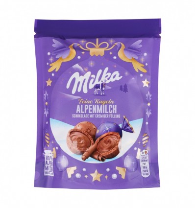 Шоколад Milka молочний у формі куль із начинкою 90г