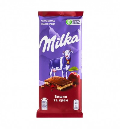 Шоколад Milka Вишня та Крем молочний 90г