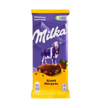 Шоколад Milka Целый миндаль молочный 90г