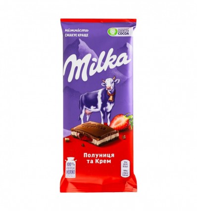 Шоколад Milka Клубника и Крем молочный 90г