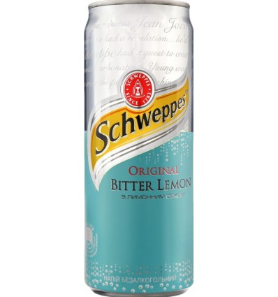 Напиток безалкогольный Schweppes Bitter Lemon сильногазированный 330мл