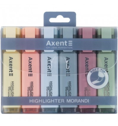 Маркер Axent Highlighter 2537-60-A, 1-5 мм, клиноподібний, набір, Morandi ( 2537-60-A )