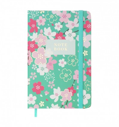 Книжка записна BLOSSOM BM.256102-14, на гумці, А6, 80 арк., клітинка, тв. обл., блакитна ( BM.256102