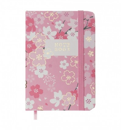 Книжка записна BLOSSOM BM.257102-10, на гумці, А7, 80 арк., клітинка, тв. обл., рожева ( BM.257102-1