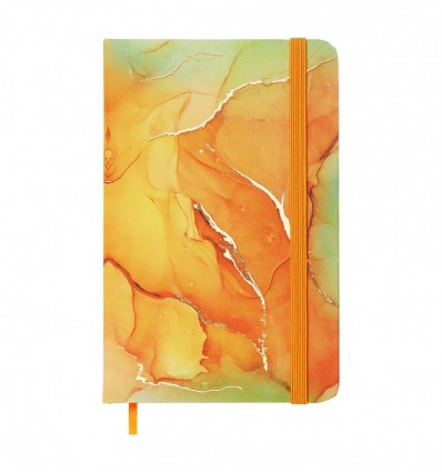 Книжка записна MARBLE BM.256101-11, на гумці, А6, 80 арк., клітинка, тв. обл., помаранчева ( BM.2561