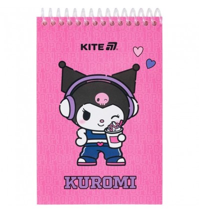 Блокнот на спіралі Kite Kuromi HK25-196-2, А6, 48 аркушів, нелінований