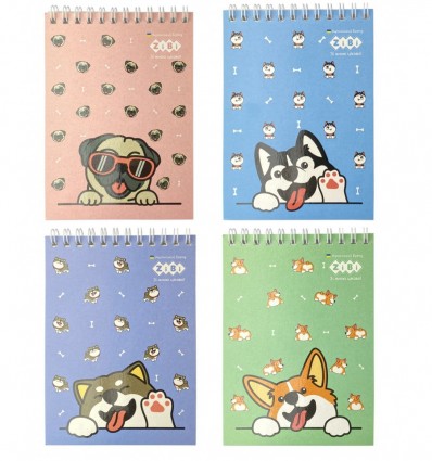 Блокнот на пружині зверху, А-6, 40 арк., PUPPIES ZB.12140, картонна обкладинка, KIDS Line