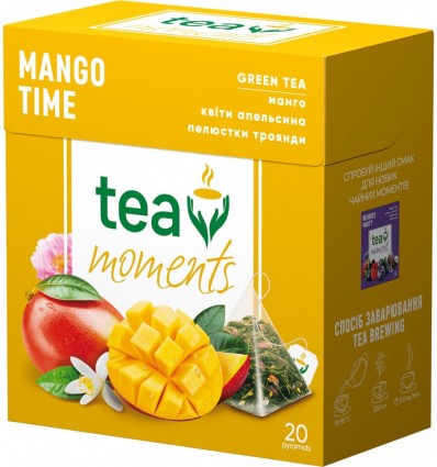Чай зеленый Tea Moments "Mango Time" пирамидки, 20х1,7г ( tm.00292 )