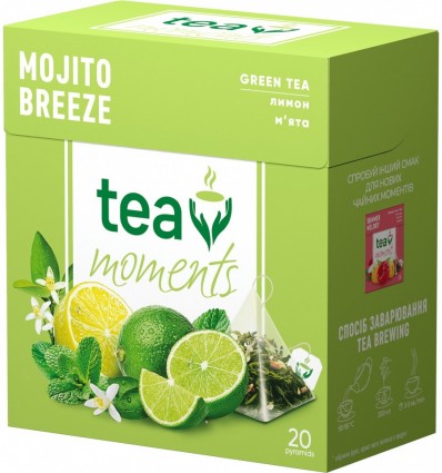 Чай зелений Tea Moments "Mojito Breeze" пірамідки, 20х1,8г ( tm.00339 )