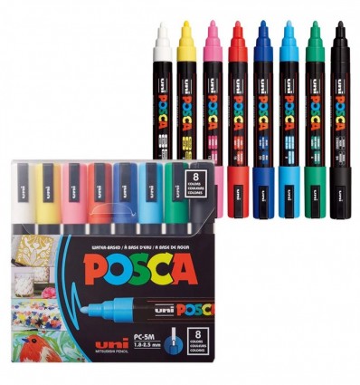 Набір маркерів uni POSCA PC-5M 8C,1,8-2,5мм, 8 шт