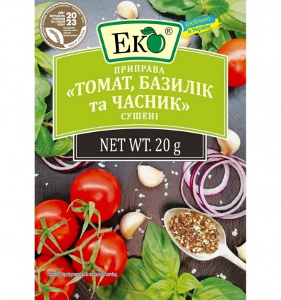 Приправа Еко томат базилік та часник сушені 20г