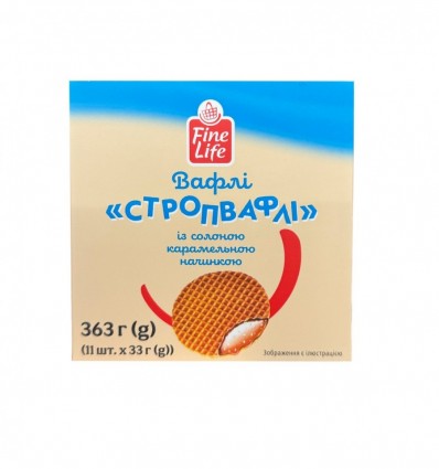 Вафли Fine Life Стропвафли с соленой карамельной начинкой 363г