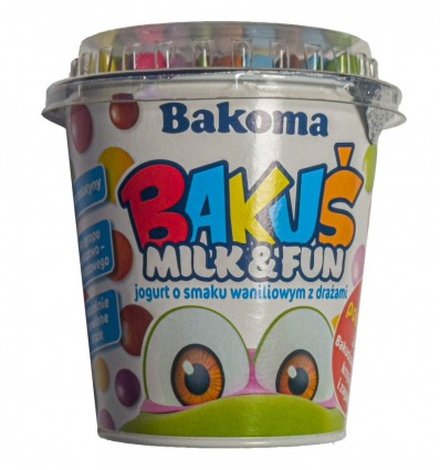 Йогурт Bakoma со вкусом ванили с шоколадным драже 2,4% 135г