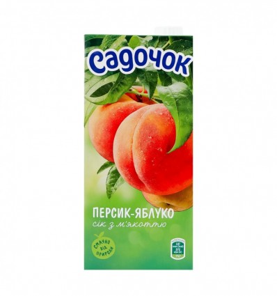 Сок Садочок Персик-яблоко с мякотью стерилизованный 0.95л