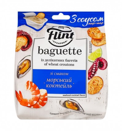 Сухарики Flint Baguette Морской коктейль + соус Тартар 65г