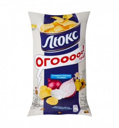 Чипси Люкс картопляні зі смаком сметани та цибулі 170г