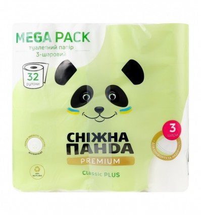 Папір туалетний Сніжна панда Premium Classic Plus 32шт
