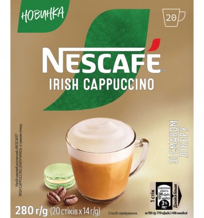 Напиток Nescafe Irish cappuccino кофейный 20 x 14г