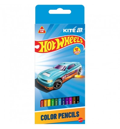 Олівці кольорові тригранні Kite Hot Wheels HW25-053, 12 кольорів