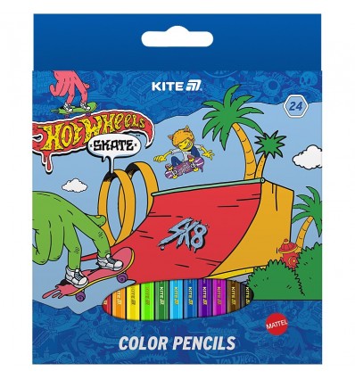 Олівці кольорові Kite Hot Wheels HW25-055-2, 24 кольори