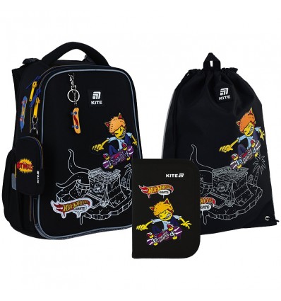 Школьный набор Kite Education Hot Wheels Skate SET_HW25-531M (рюкзак, пенал, сумка)