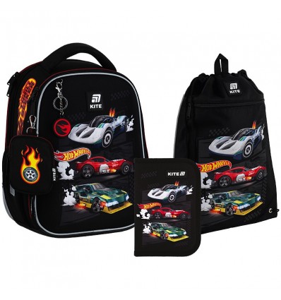 Школьный набор Kite Education Hot Wheels SET_HW25-555S (рюкзак, пенал, сумка)