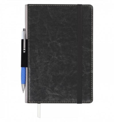 Блокнот деловой CODE BM.295106-01, L2U, А5, 96 л., клетка, черный, иск.кожа