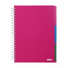 Зошит на пружині BRIGHT BM.24345912-10, А4, 120 арк, клітинка, 3 розділювачі, рожевий