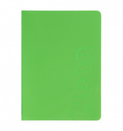 Книга записная NEON BM.24822180-04, А5, 80 листов, клетка, сшитая обложка PVC, зеленая