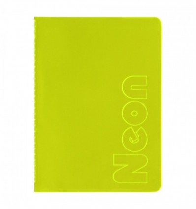 Книга записна NEON BM.24822180-08, А5, 80 аркушів, клітинка, зшита обкладинка PVC, жовта