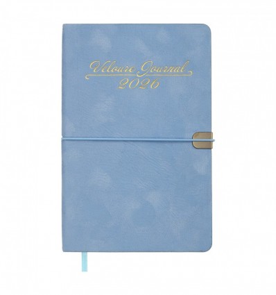 Щотижневик датов. 2026 VELOUR BM.2710-14, A5, блакитний, штуч.шкіра