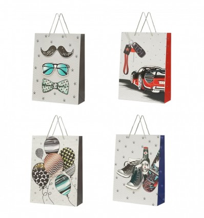 Пакет бумажный подарочный, L:31х42х12см, глитер и 3D фигура BM.200070