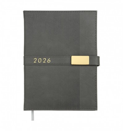 Щоденник датов. 2026 LEROY BM.21145-09, A5, сірий, штуч.шкіра