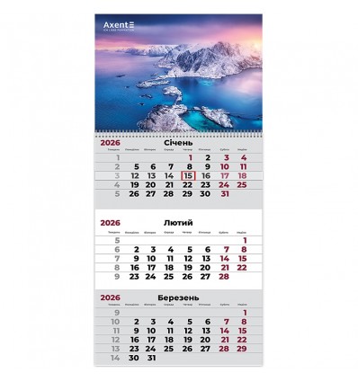 Календарь настенный квартальный 8801-26-7-A, 2026 г.,1 пр. Nature 1