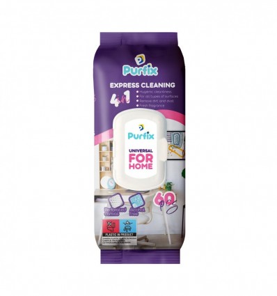 Серветки Purfix вологі універсальні господарчі для прибирання 60шт