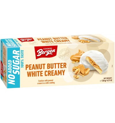 Печиво Bergen із начинкою з арахісовою пастою вкрите молочною глазур’ю 128г