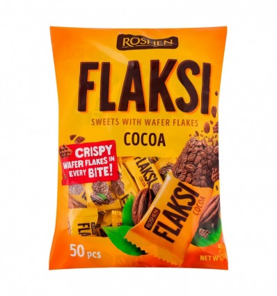 Цукерки Roshen Flaksi Какао з вафельними пластівцями 500г