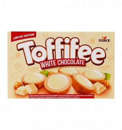 Цукерки Toffifee з лісовим горіхом, горіховим кремом і білим шоколадом в карамельній чашечці 125г
