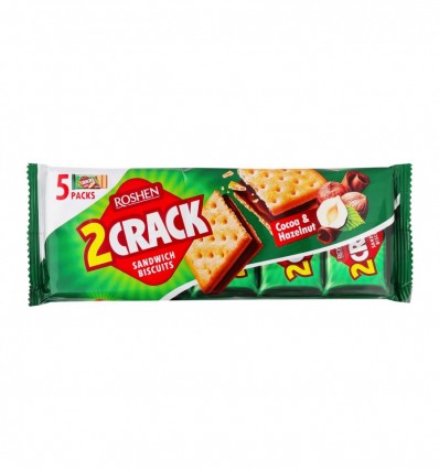 Печиво Roshen 2 Crack з начинкою какао-горіх 190г