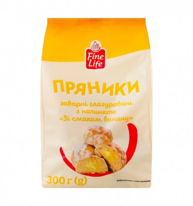 Пряники Fine Life Со вкусом банана заварные глазированные 300г