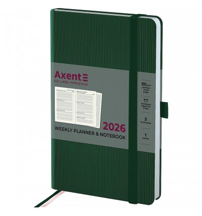Еженедельник дат. 2026 Partner Lines 8515-26-23-A, 125х195, темно-зеленый