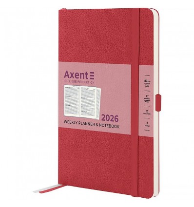 Щотижневик дат. 2026 Partner Soft Skin 8509-26-06-A, 125х195, червоний