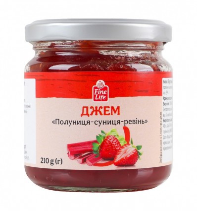 Джем Fine Life полунично-сунично-ревневий стерилізований 210г