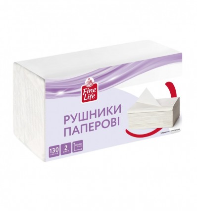 Рушники паперові Fine Life листові 2-шарові 200*220мм 130шт
