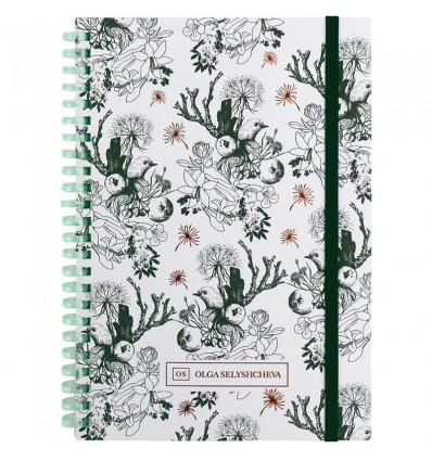 Блокнот на спіралі карт. обк., А5, 80 арк, кл., OS, Green birds 8471-3-A-OS