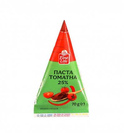 Паста Fine Life томатна вищого сорту стерилізована з масовою часткою розчинних сухих речовин 25 %,