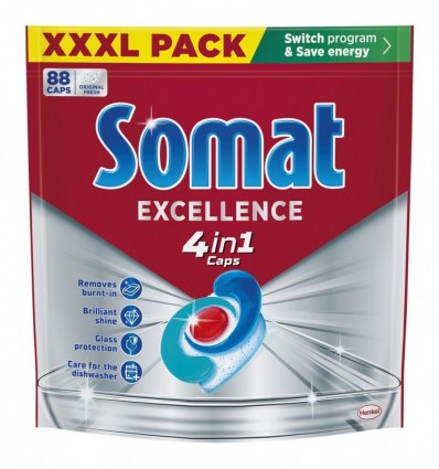 Капсулы Somat Excellence 4-в-1 для посудомоечной машины 88шт.